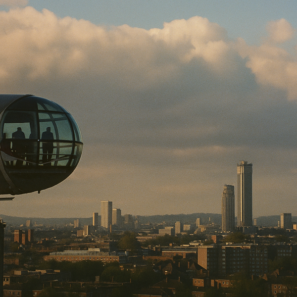 a view of a city with tall buildings